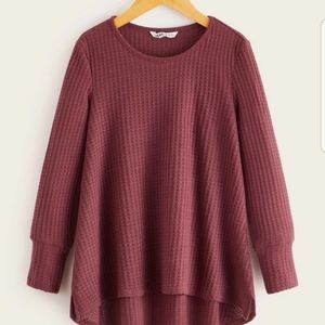 Girls high low waffle knit hem top size 9Y